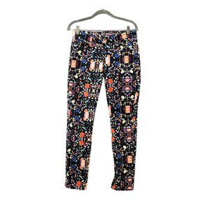 Levi's Skinny‎ Jeans Womens 27 Black Floral Coloful Low Rise Demi Curve Stretch